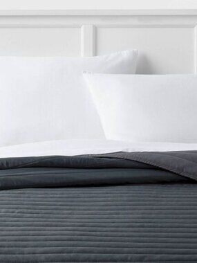 Room Essentials King Satin Quilt Dark Gray. 90" x 104". New, not in packet.